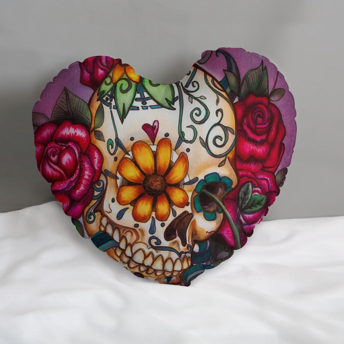Sugar skull day of the dead All-Over Print Heart-shaped pillow