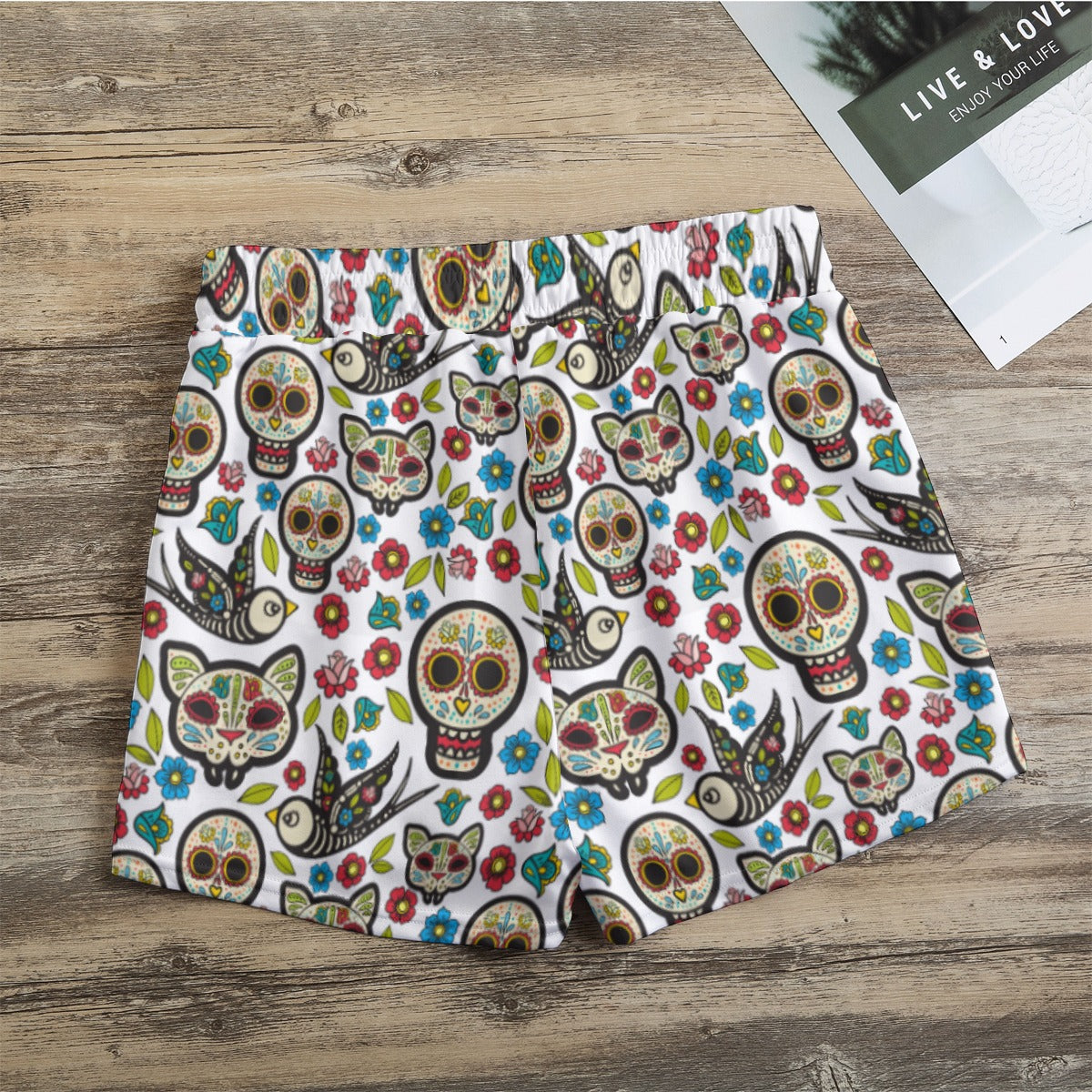 Sugar skull Women's Casual Shorts, Day of the dead women's shorts