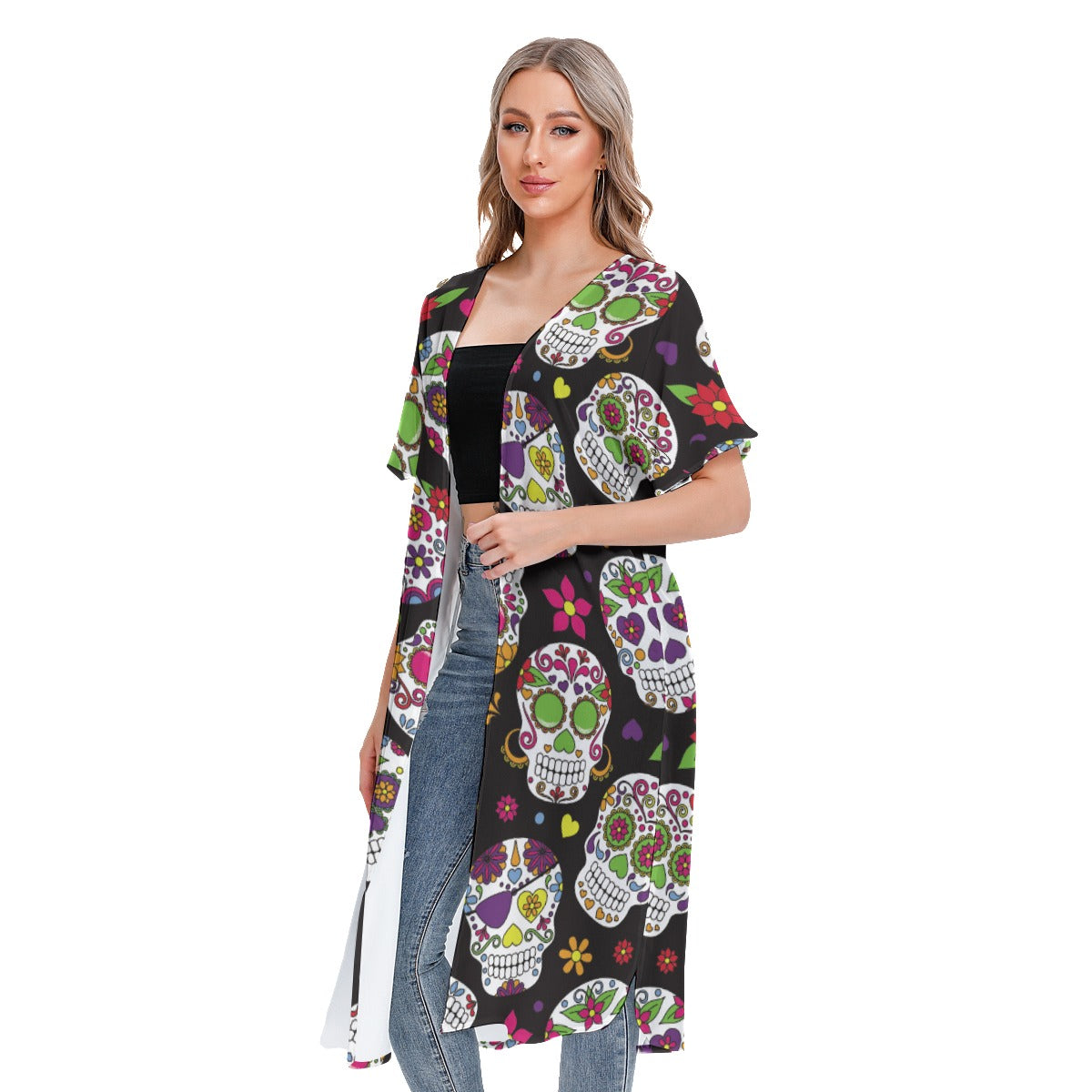 All-Over Print Women's Short Sleeve Cardigan