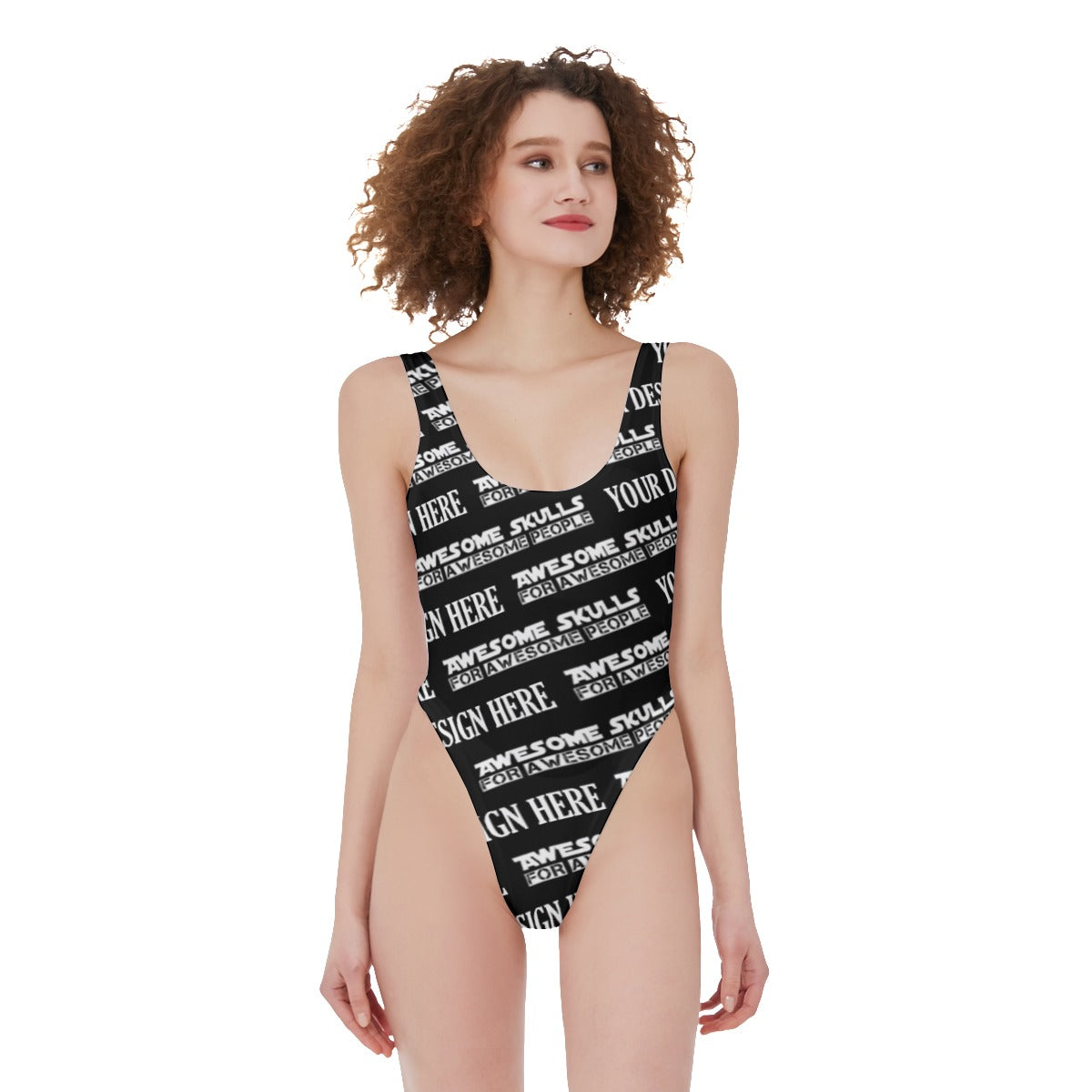 Custom Print on demand POD women's swimsuit High Cut One-piece Swimsuit