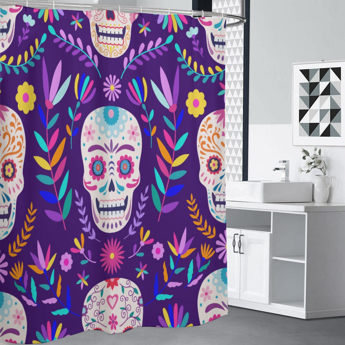 Day of the dead sugar skull Shower Curtains
