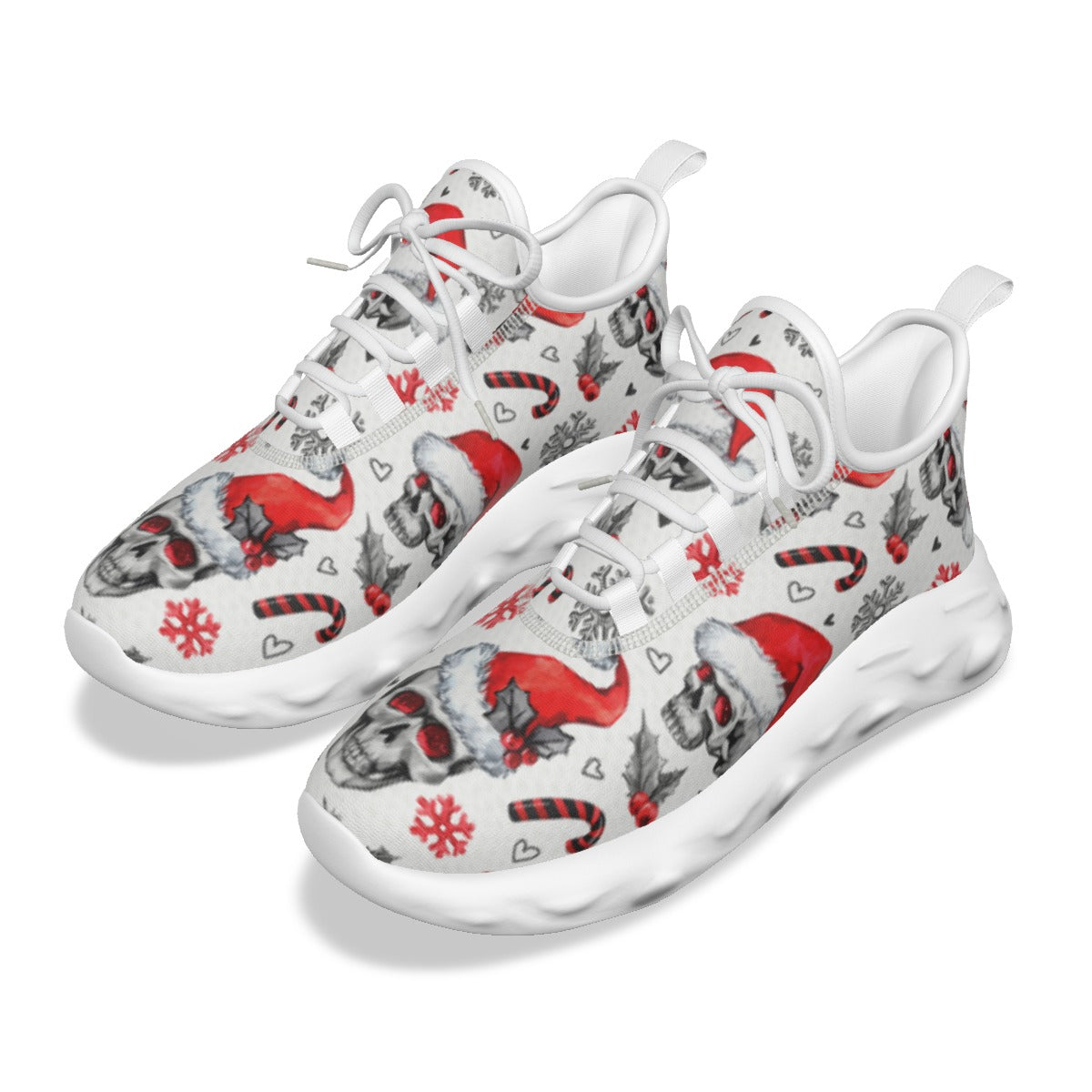 Santa claus Men's Light Sports Shoes, Christmas skull skeleton shoes