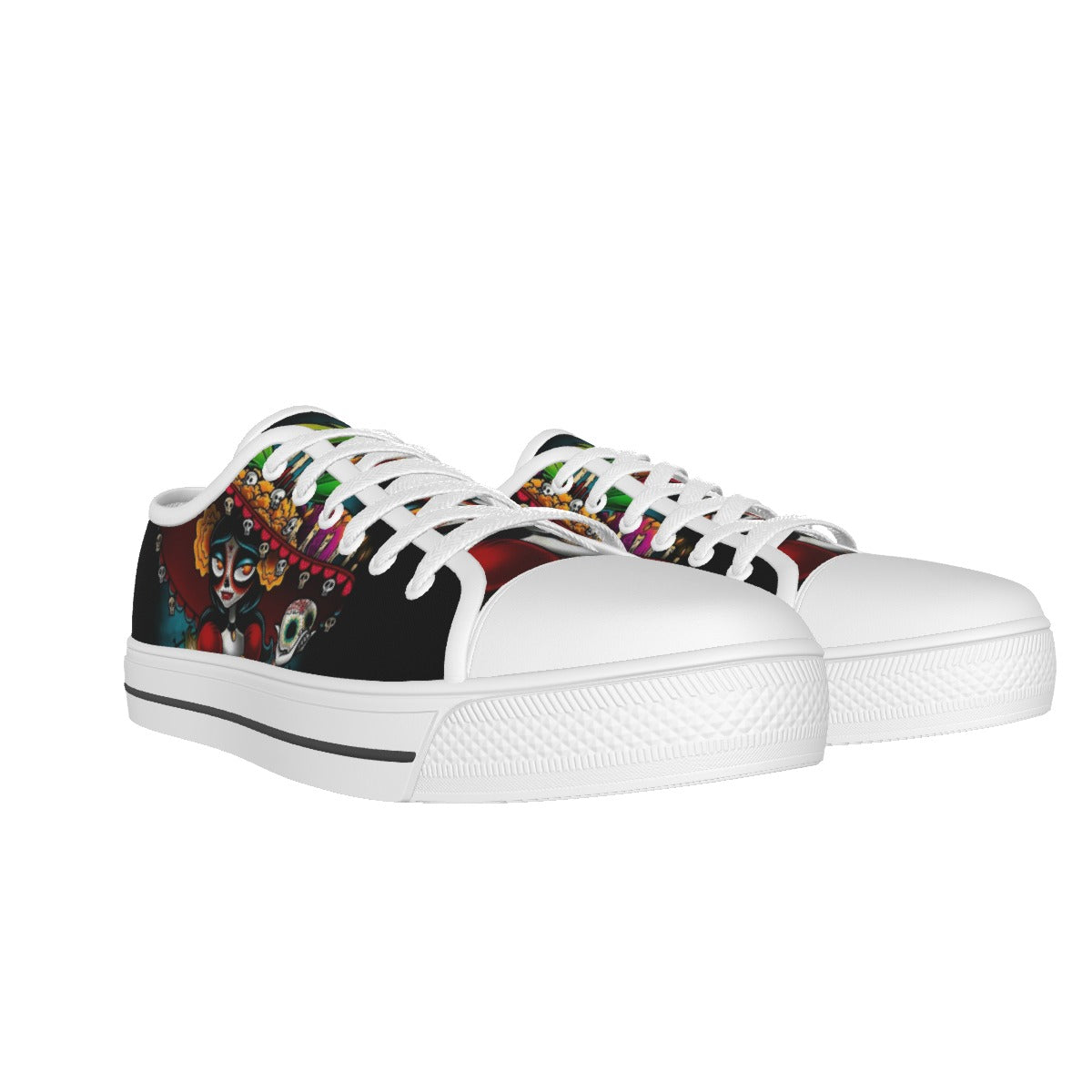 Sugar skull girl All-over Print Women's White Sole Canvas Shoes