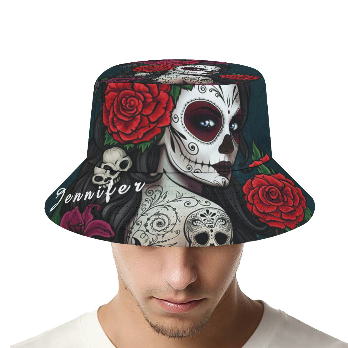 Custom Name sugar skull Fisherman hat