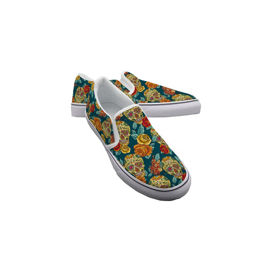 Sugar skull Day of the dead skull Women's Slip On Sneakers