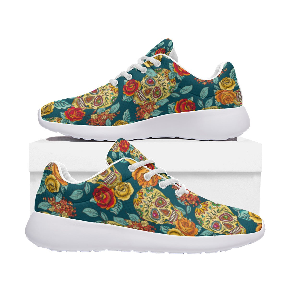Sugar skull sneakers, day of the dead Women's Platform Sneakers, Mexican skull shoes