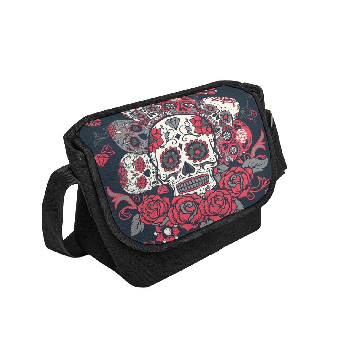 Day of the dead Gothic Mexican skull Messenger Bags, Halloween sugar skull floral messenger bag