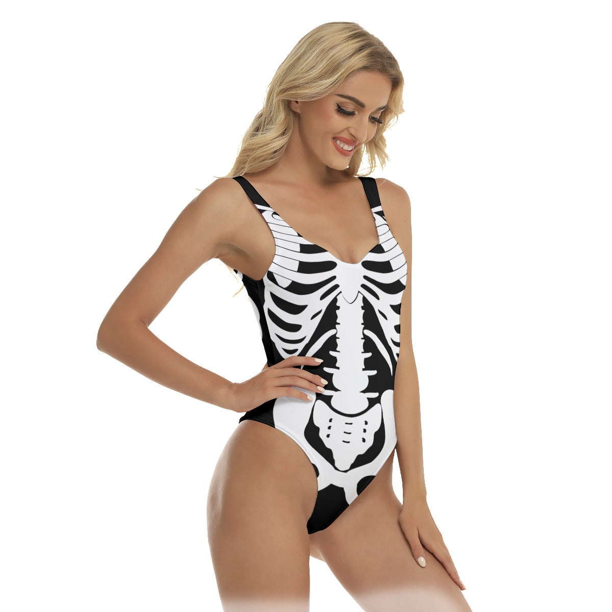 Halloween skull Women's One-piece Swimsuit, Gothic skeleton skull swimsuit