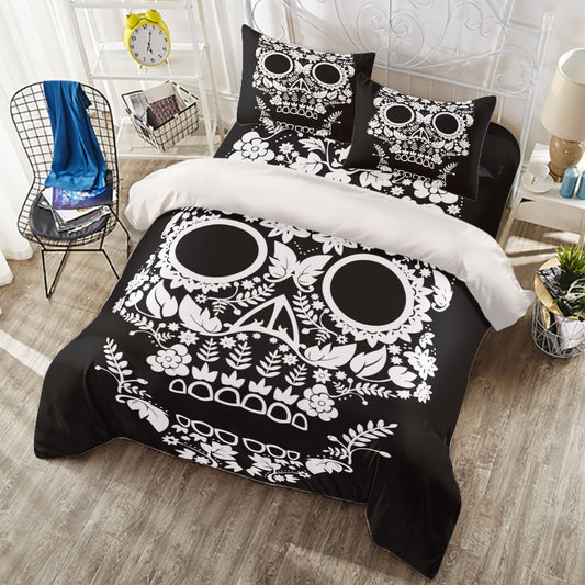 Day of the dead floral sugar skull candy skull Four-piece Duvet Cover Set