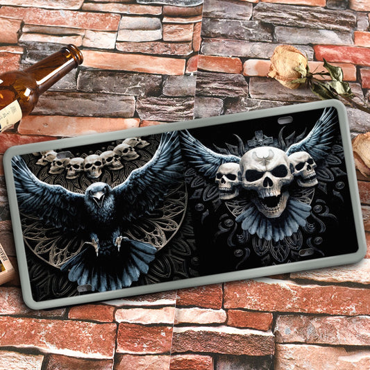 Gothic skull bird Vintage License Plate Decoration Painting