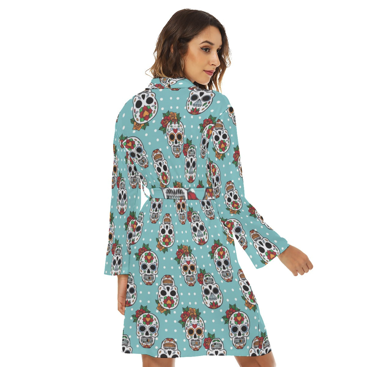 Floral sugar skull Women's Robe