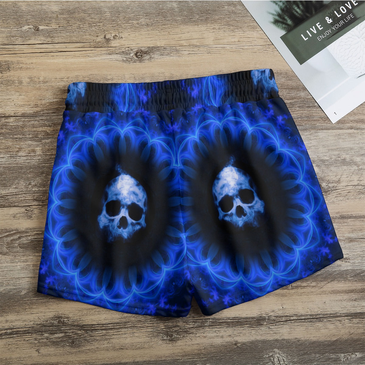 Flaming skull Women's Casual Shorts, Gothic skeleton shorts