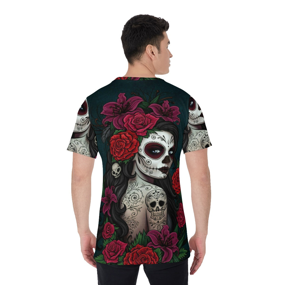 Sugar skull girl Day of the dead Men's O-Neck T-Shirt, Dia de los muertos skull V-Neck shirts