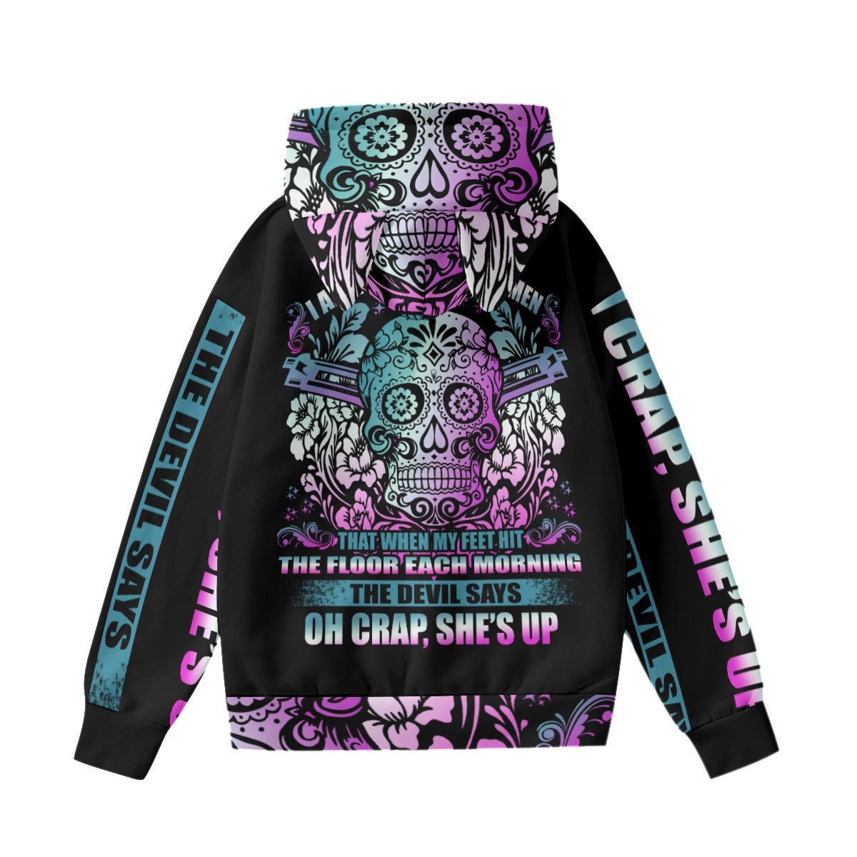 Sugar skull gothic Women’s Hoodie With Decorative Ears