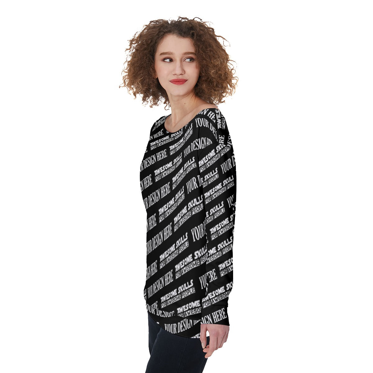Custom print on demand pod Women's Hoodie Off-Shoulder Sweatshirt