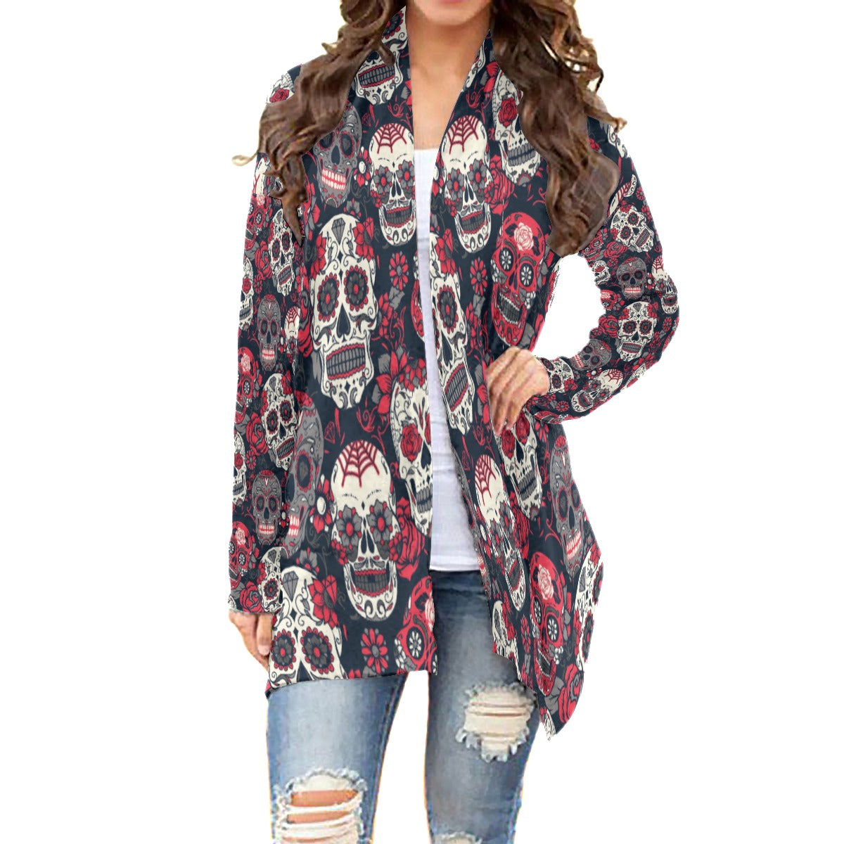 Day of the dead All-Over Print Women's Cardigan With Long Sleeve