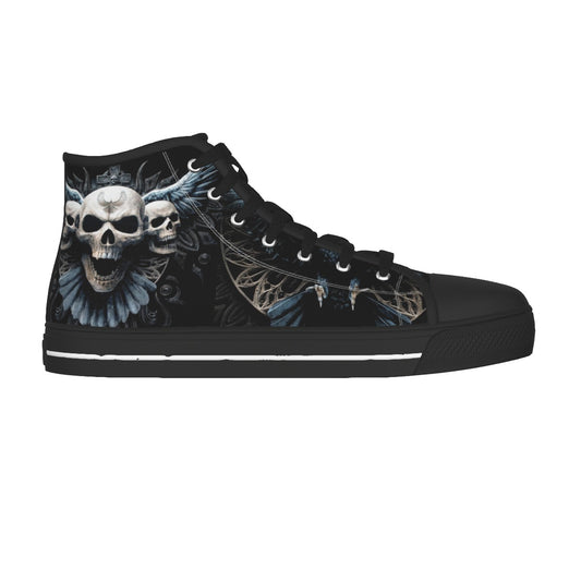 Gothic skull Men's Canvas Shoes, Halloween skeleton skull snekers shoes, skull canvas shoes