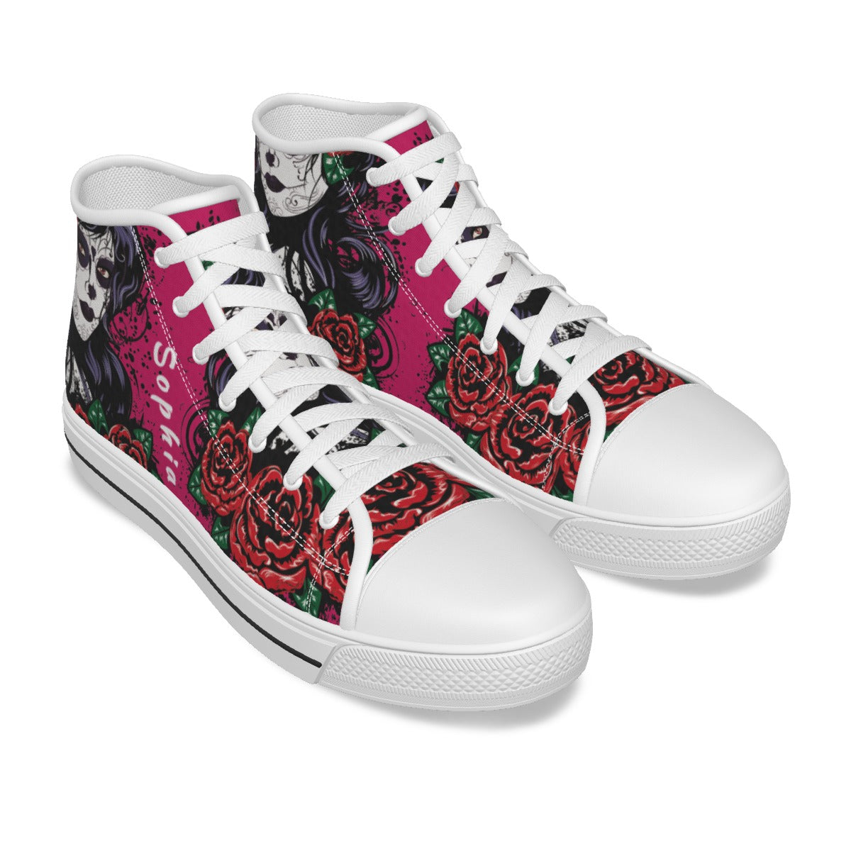 Custom NAME sugar skull Women's Canvas Shoes