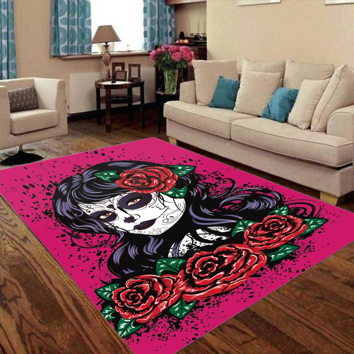 Sugar skull girls Foldable Rectangular Floor Mat