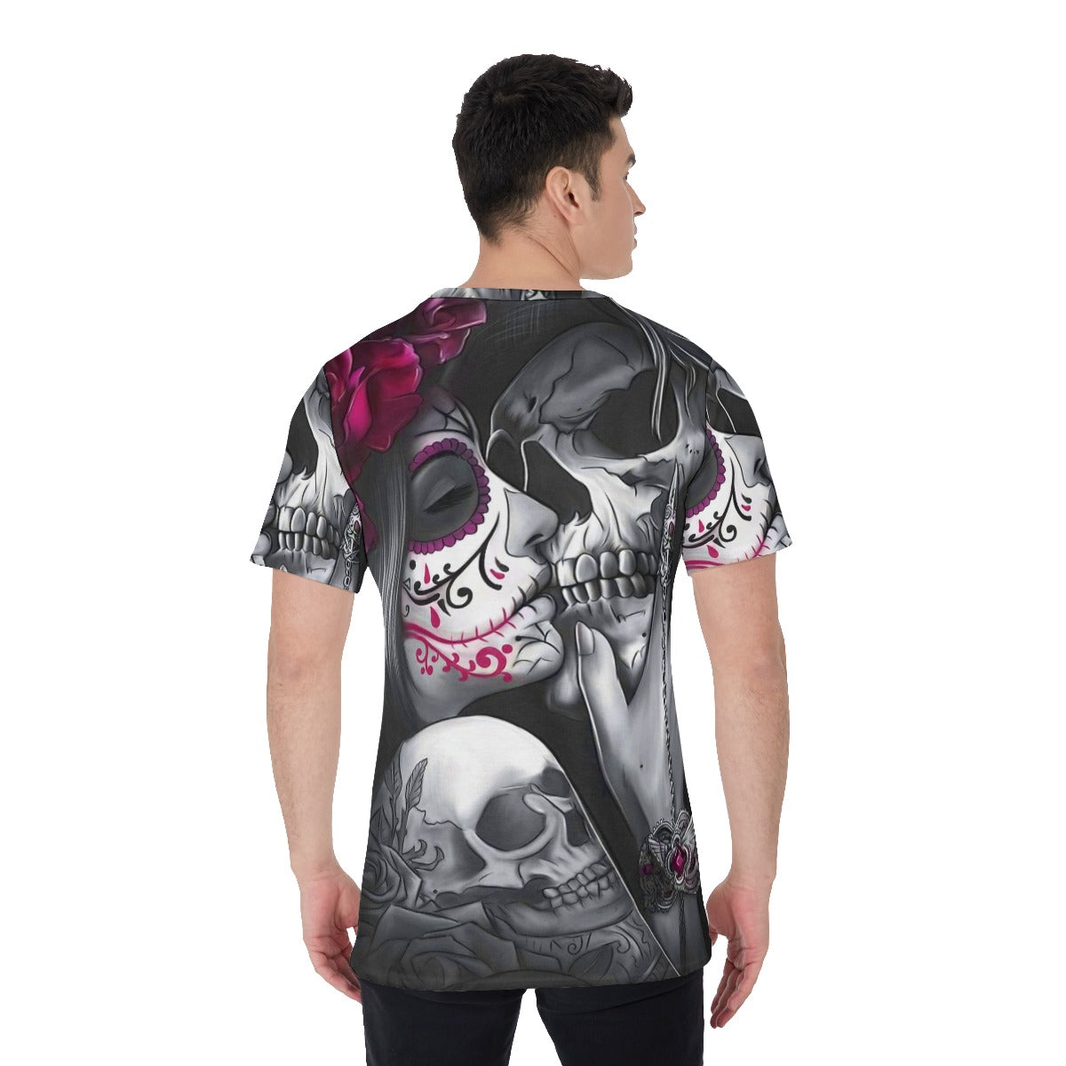 Grim reaper kiss sugar skull girl Men's O-Neck T-Shirt