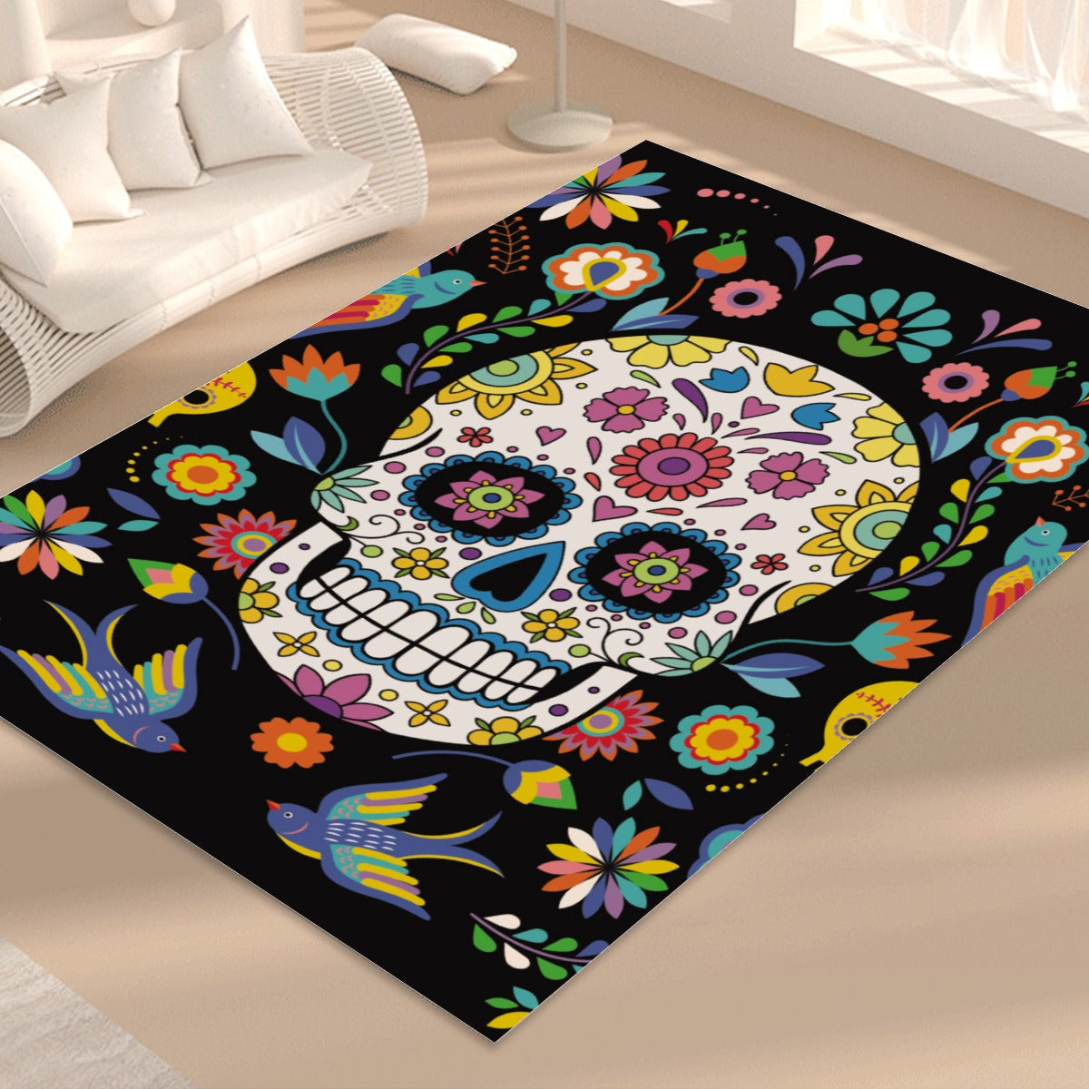 Day of the dead Halloween sugar skulls Calaveras Foldable Rectangular Floor Mat