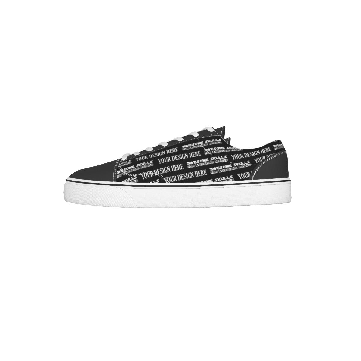 Custom Print on demand POD Women's Leather stitching canvas shoes