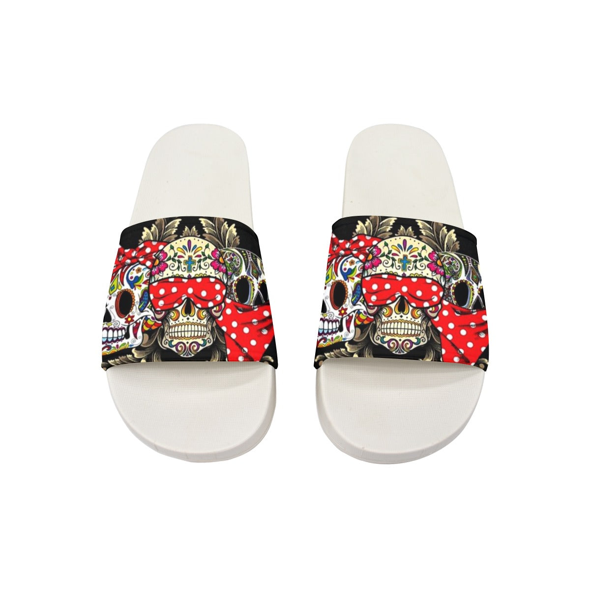 No see no hear no speak sugar skull Slip On Slippers