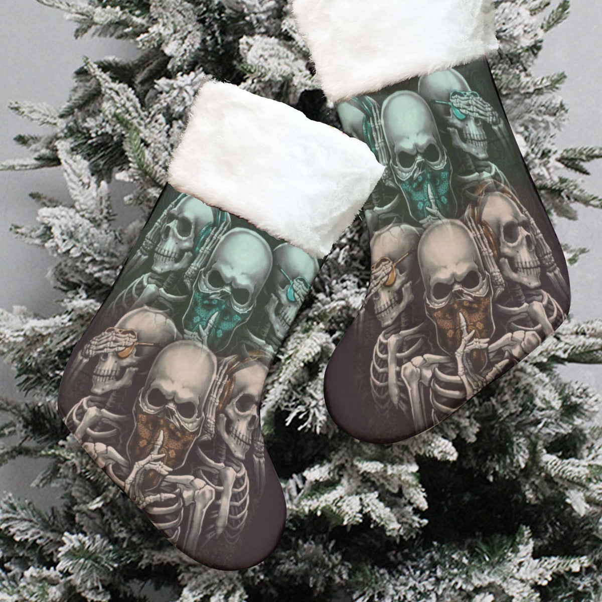 No see no speak no hear evils skull All-Over Print Christmas Socks