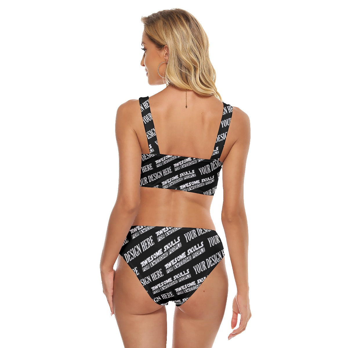 Custom Print on demand POD women's swimsuit Crop Top One-piece Swimsuit