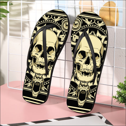 Gothic Women's Flip Flops, Skeleton Halloween Christmas skull Women's sandals flip flops shoes