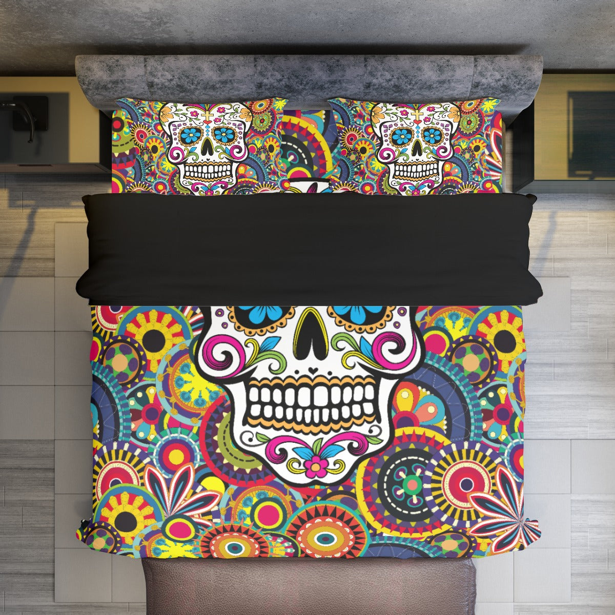 4 pcs Sugar skull Pattern day of the dead Duvet Cover Set