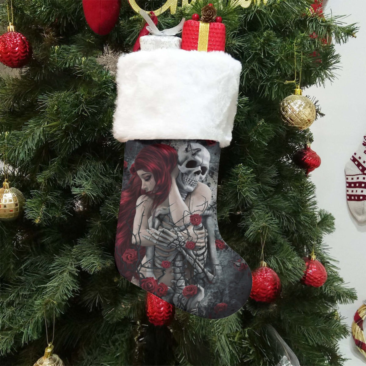 Skull couple All-Over Print Christmas Socks