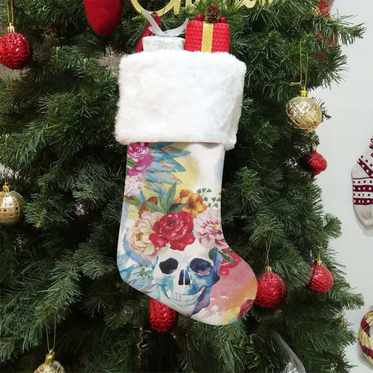 Floral skull Christmas Socks
