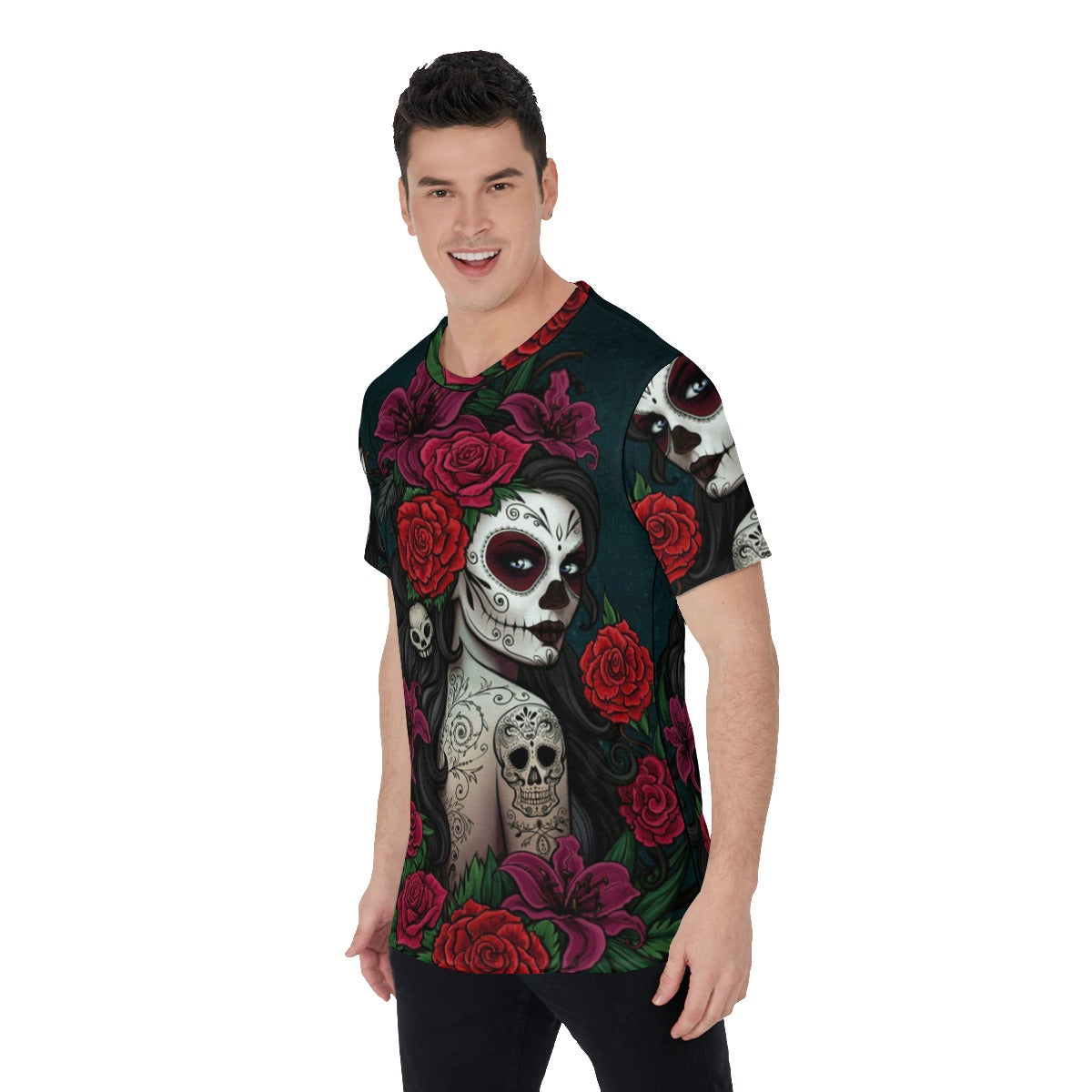 Sugar skull girl Day of the dead Men's O-Neck T-Shirt, Dia de los muertos skull V-Neck shirts