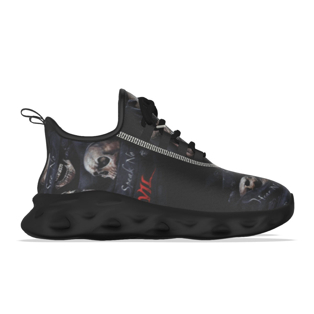 No see no hear no speak evils skull Women's Light Sports Shoes