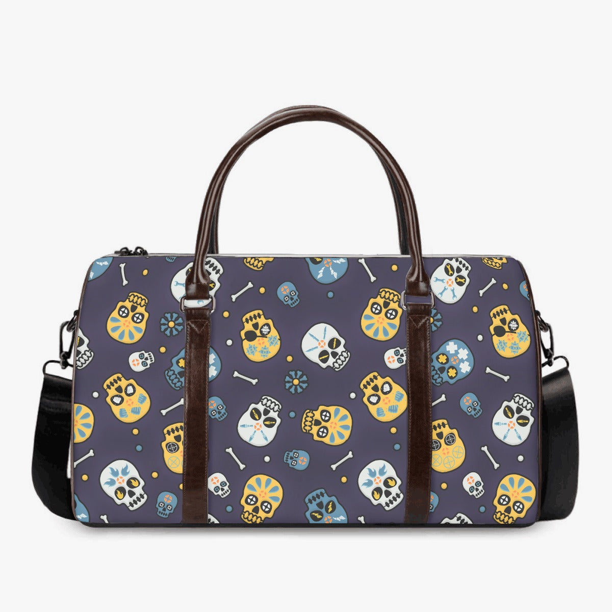 Flower skull Carry On Bag, christmas skull Canvas Weekend Travel Bag, biker skull travel bag, death skull travel bag