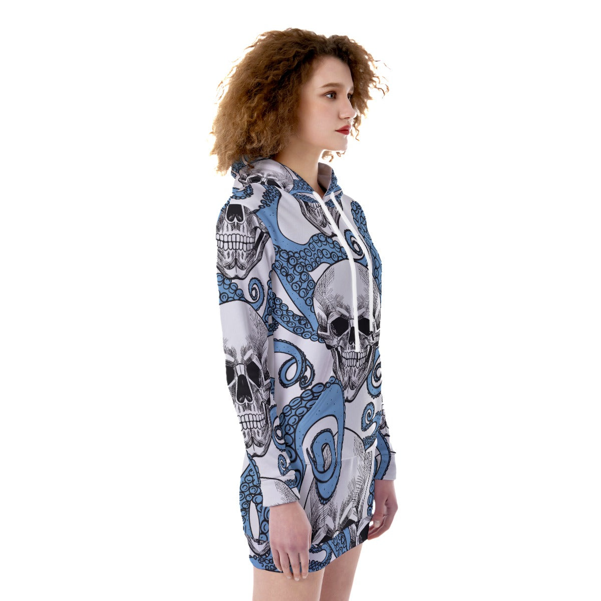 Gothic skull All-Over Print Women's Heavy Fleece Long Hoodie