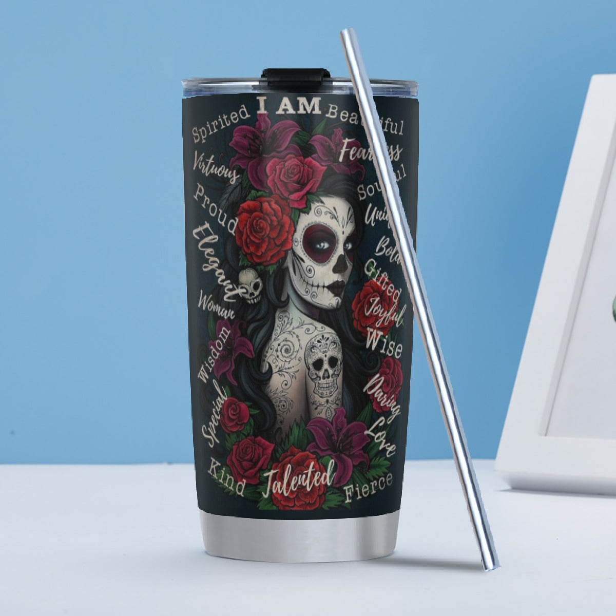 Sugar skull girl Tumbler 20/30 oz (with Straw)