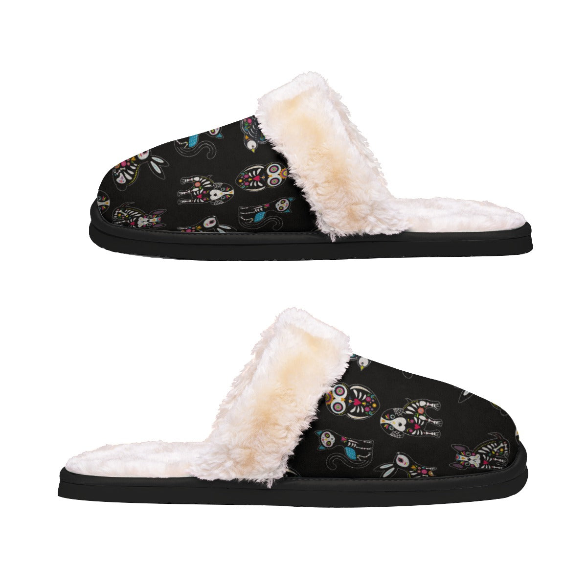 Dia de los muertos sugar skull Women's Home Plush Slippers