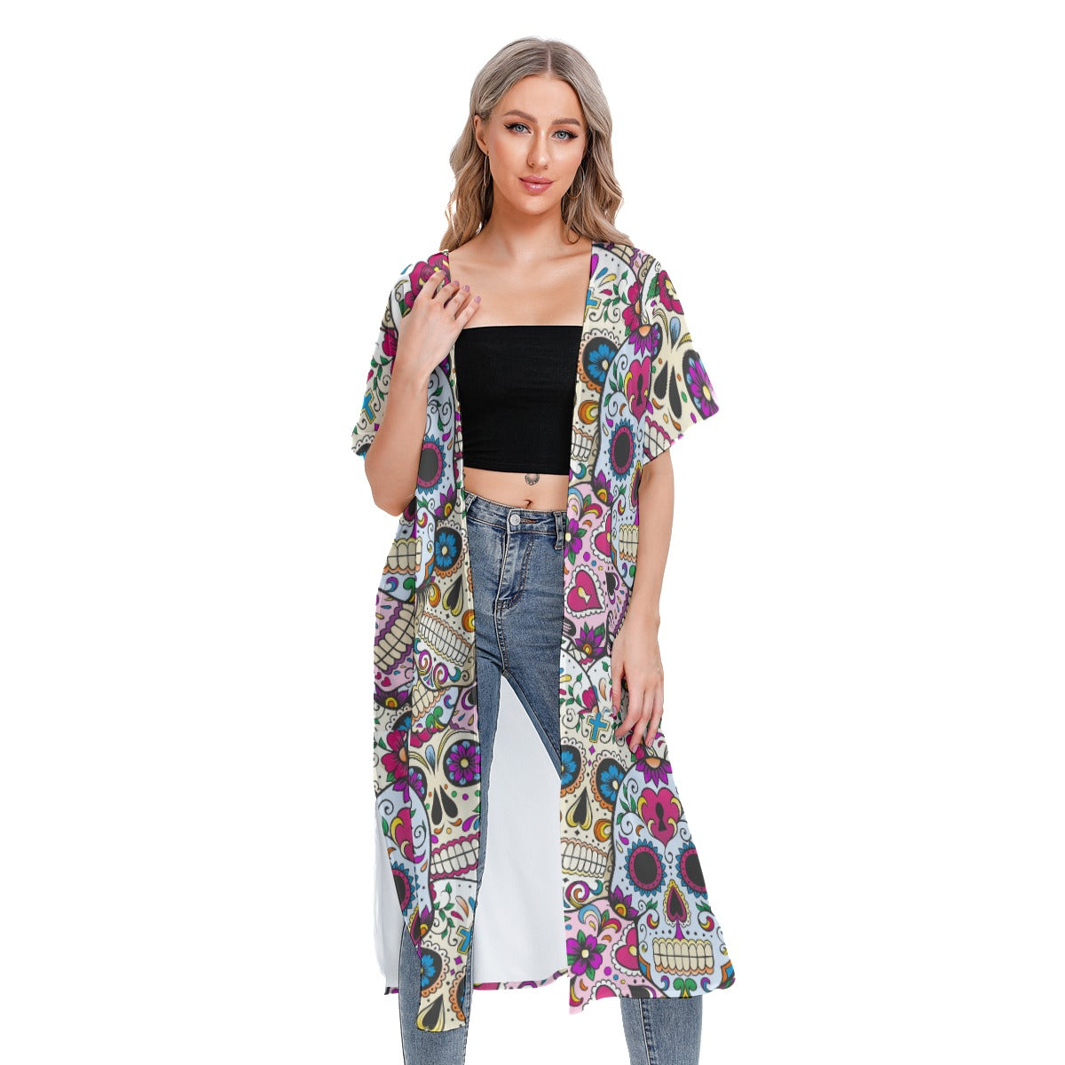 All-Over Print Women's Short Sleeve Cardigan