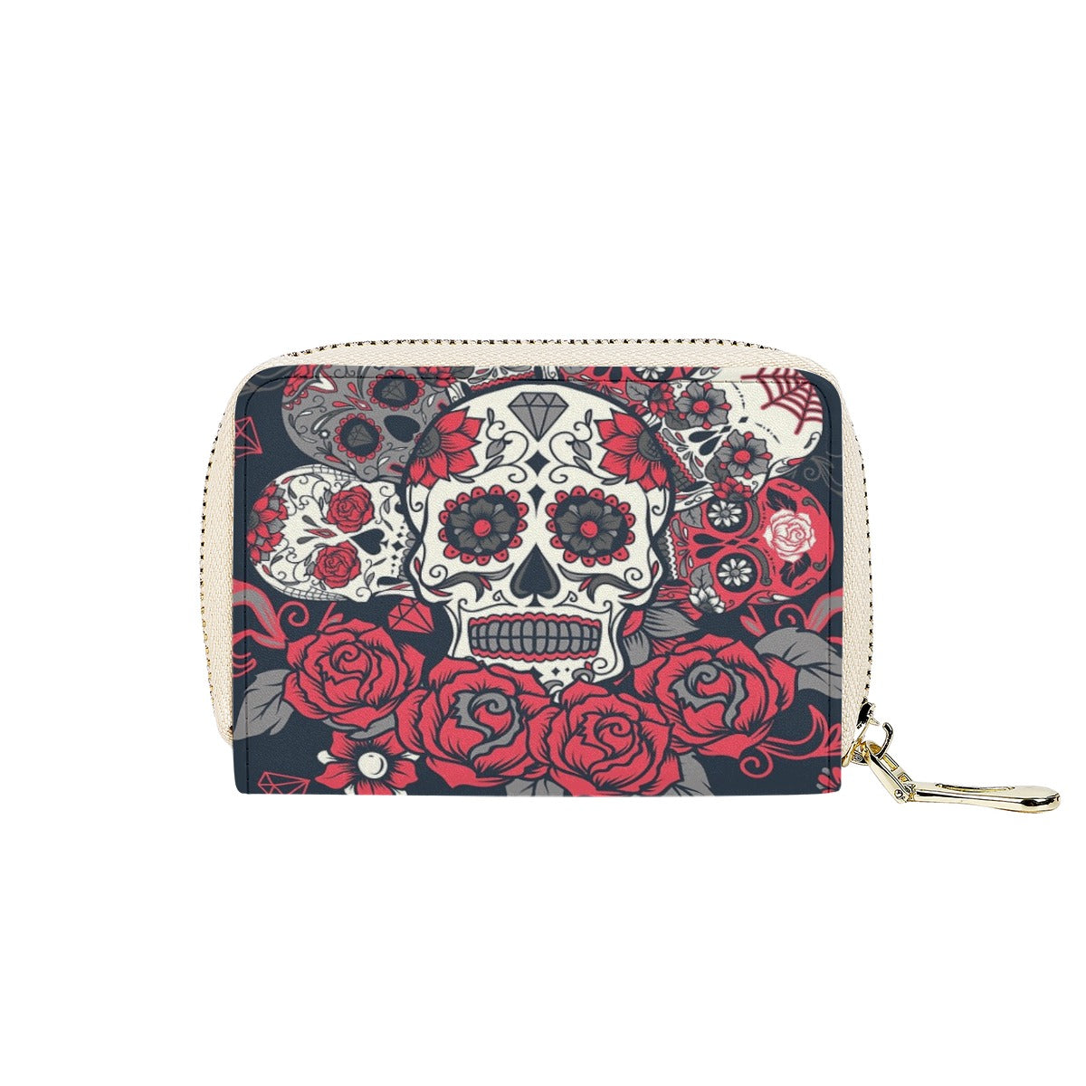 Sugar skull Day of the dead PU Card Holder, sugar skull dia de los muertos coin bag purse