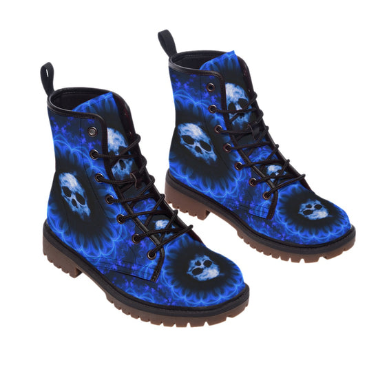 Gothic skull Halloween skeleton Women's Martin Short Boots, skull women's boots
