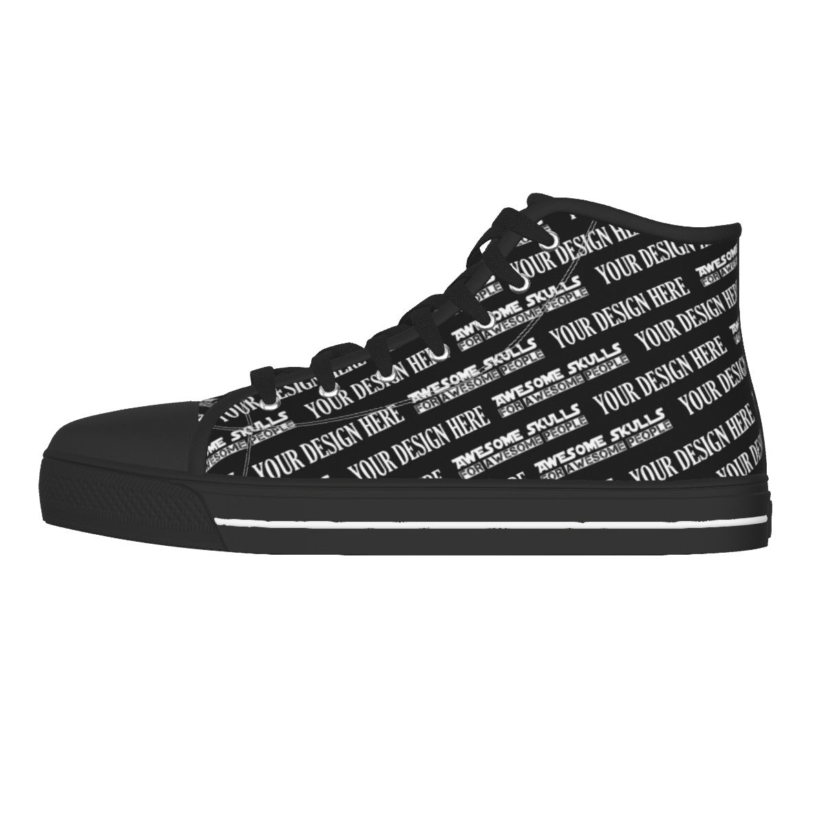 Custom Print on Demand POD Women's Black Sole Canvas Shoes