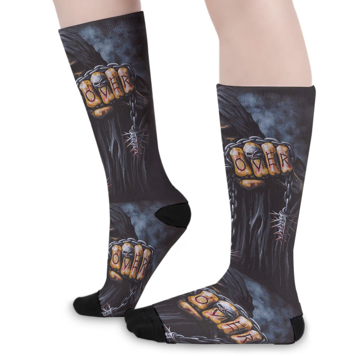 Grim reaper Halloween skull Game over skeleton gothic Unisex Long Socks