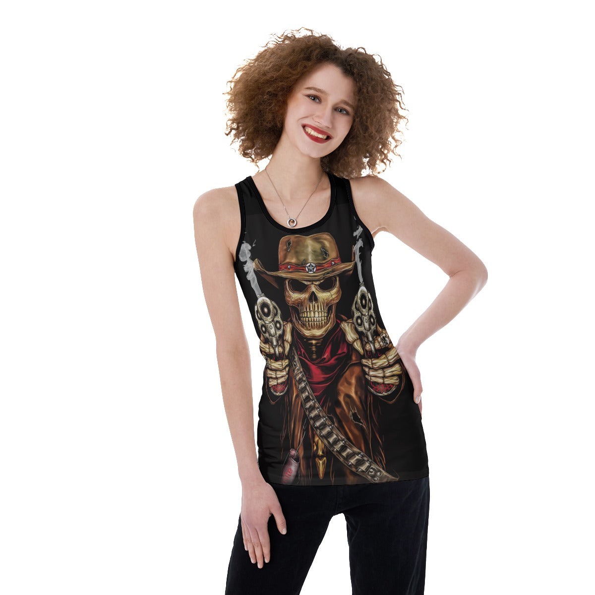 Sugar skull Mexican skull Women's Back Hollow Tank Top