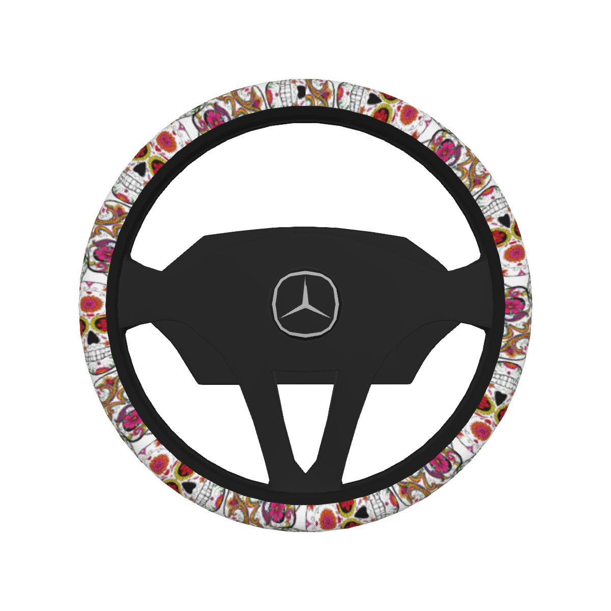 Gothic Day of the dead skull Steering Wheel Cover, Halloween skeleton steering wheel cover