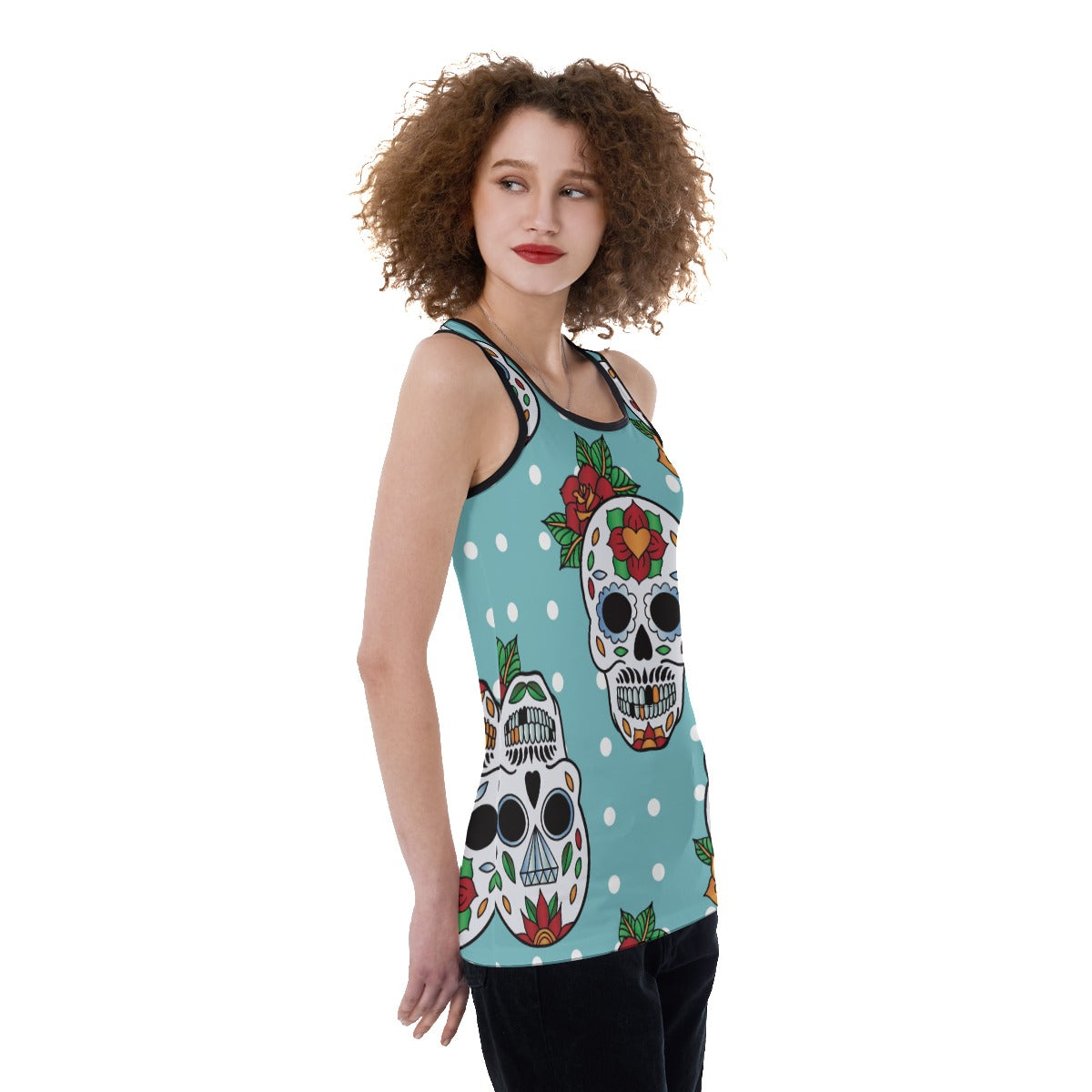 Sugar skull candy Women's Back Hollow Tank Top