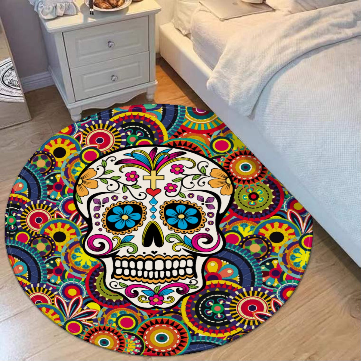 Sugar skull pattern Foldable round mat