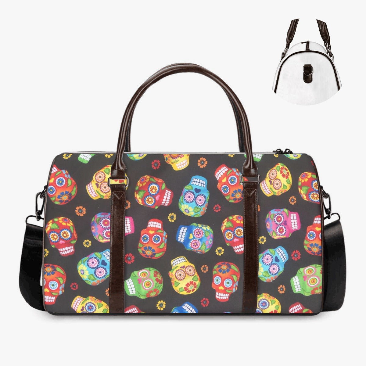 Mexican skull Carry on Weekender Overnight Bag, dia de los muertos skull duffel bag, mexican skull Canvas Weekend Travel Bag