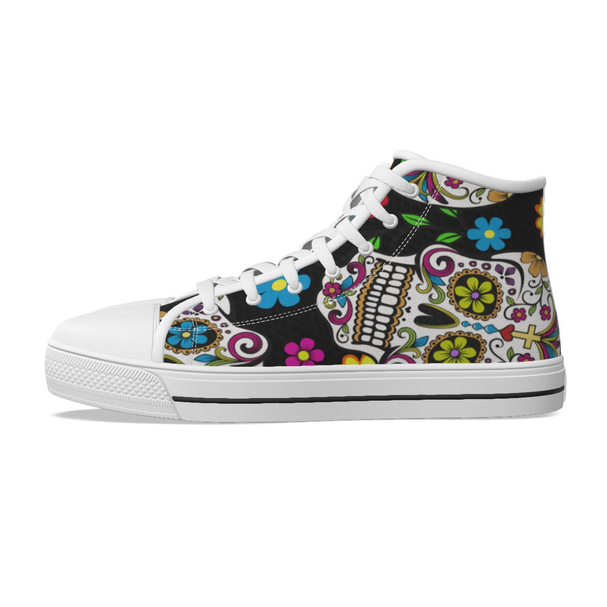 Day of the dead sugar skull Women's Canvas Shoes, Mexican calaveras skull skeleton shoes sneakers